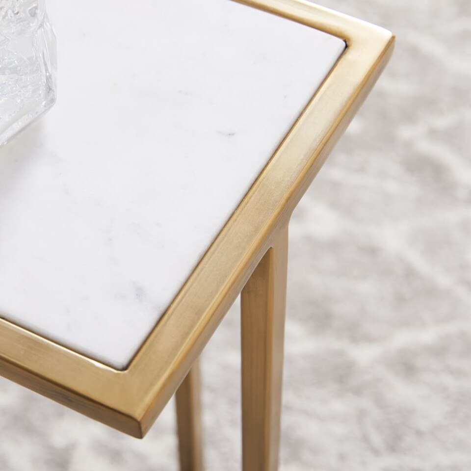 Marble + Brass Drink Table Square West Elm UK